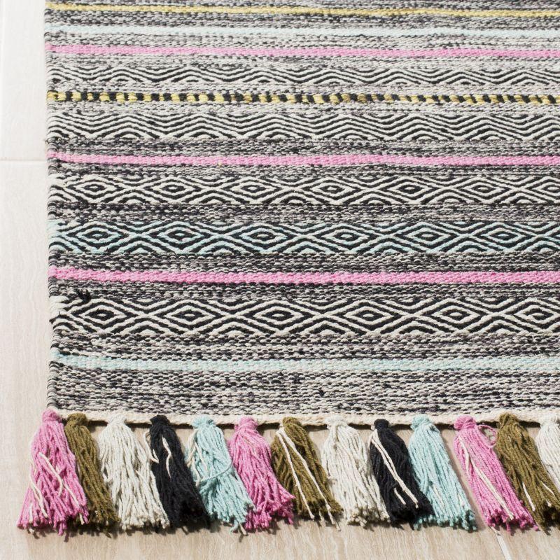 Coastal Charm Black Stripe Hand-Woven Cotton Area Rug - 2'6" x 4'