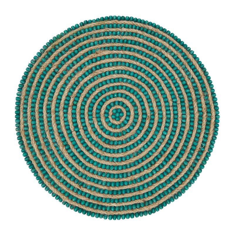 Turquoise Beaded Spiral Swirl Round Placemats, Set of 4