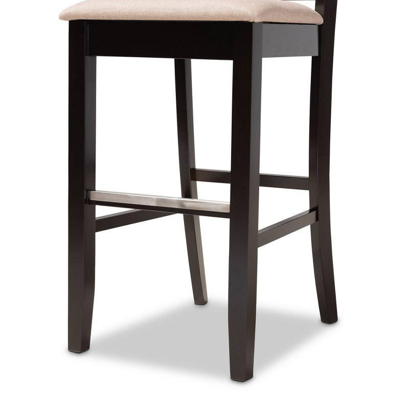 Jason Espresso Brown Wood and Sand Fabric Bar Stool Set