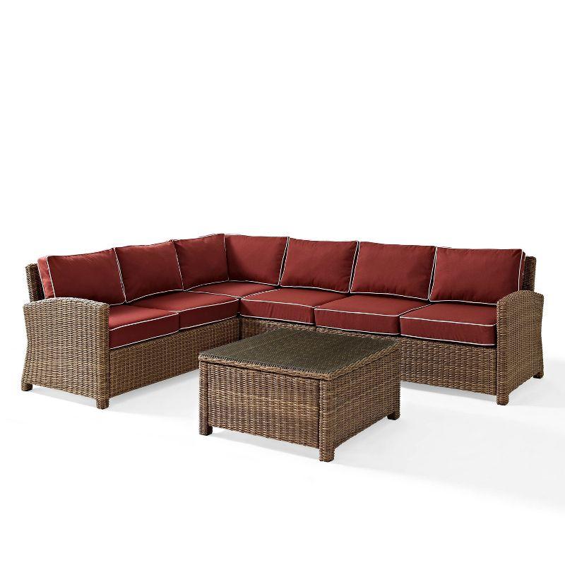 Bradenton 6-Person Red Wicker Outdoor Sectional Set