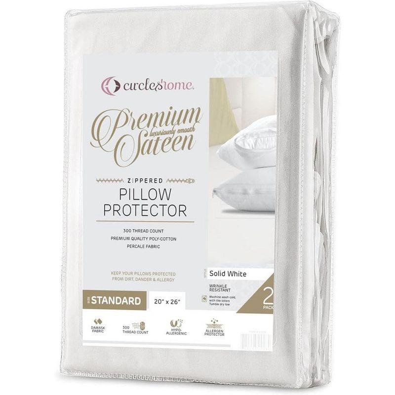 Standard White Cotton Blend Hypoallergenic Pillow Protector