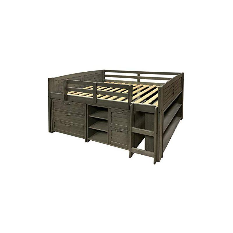 Donco Kids Louver Twin Antique Grey Modular Low Loft Bed - Group A
