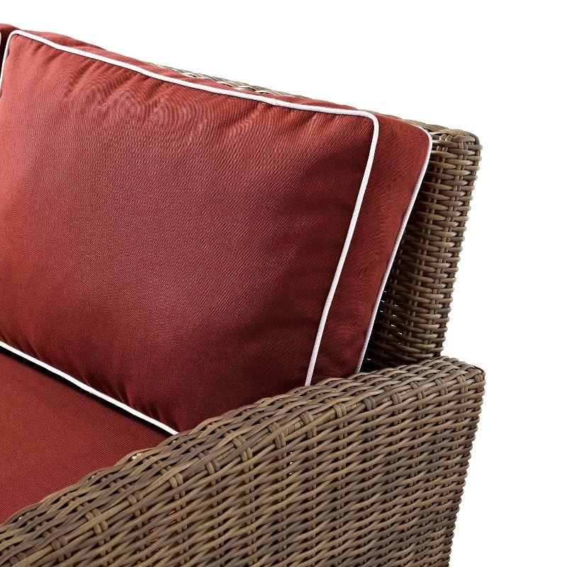 Bradenton 5pc Outdoor Wicker Sofa Seating Set - Sangria - Crosley: Steel Frame, Tempered Glass Tables