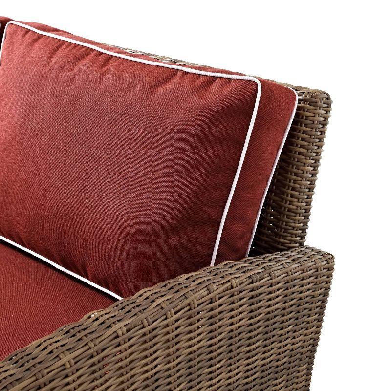 Bradenton 4-Piece Steel and Wicker Outdoor Sectional Set with Maroon Cushions