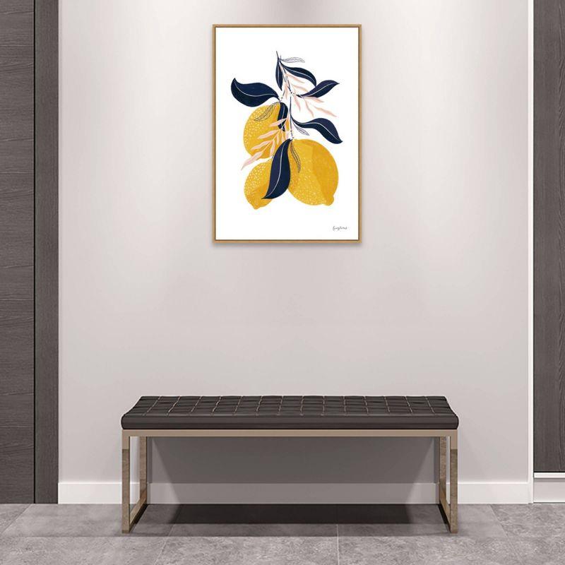 23" x 33" Lemons I by Becky Thorns Framed Canvas Wall Art Print - Amanti Art: Citrus Harvest, Botanical Lithograph