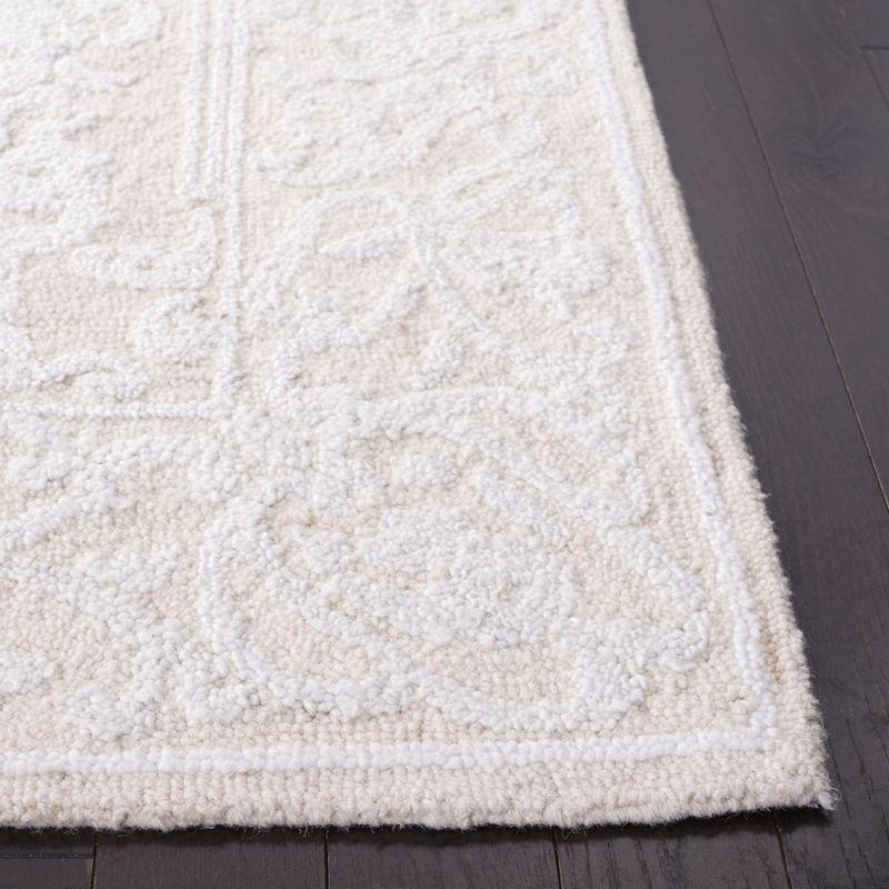 Ivory Handmade Tufted Wool Abstract Rectangular Rug, 3' x 5'