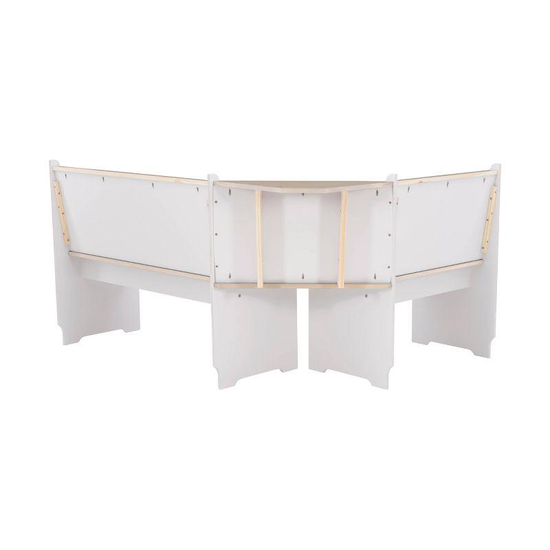 Linon 3pc Ardmore Breakfast Nook Storage Benches Dining Set White/Gray: Mid-Century Modern, Wood, 6-Seat Capacity