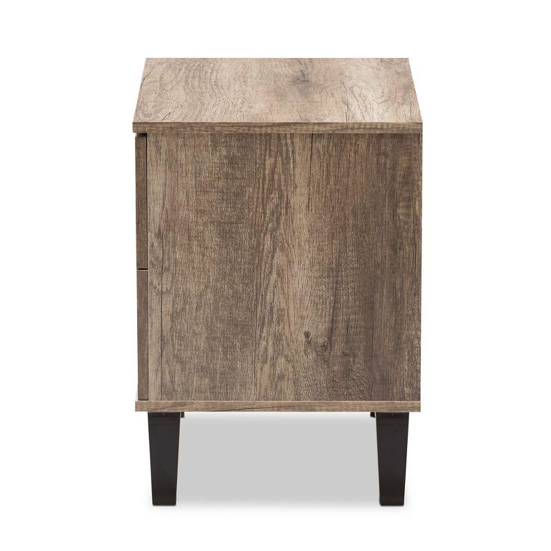 Swanson Modern and Contemporary Wood 2 - Drawer Nightstand - Light Brown - Baxton Studio: Includes Anti-Tip Hardware, Polyethylene Surface