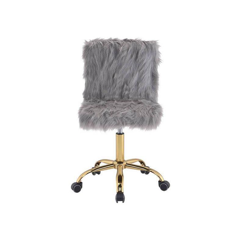 23" Arundell Accent Chair Gray Faux Fur/Gold Finish - Acme Furniture