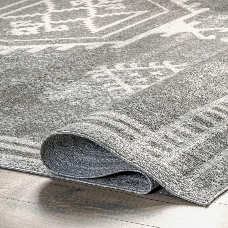 Kyleigh Southwestern Gray 2'6" x 8' Machine Washable Runner Rug