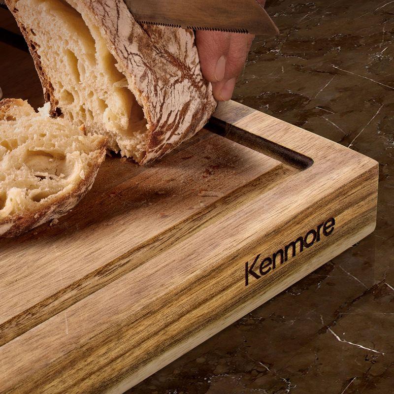 Kenmore Archer 21 Inch Acacia Wood Cutting Board with Groove Handles