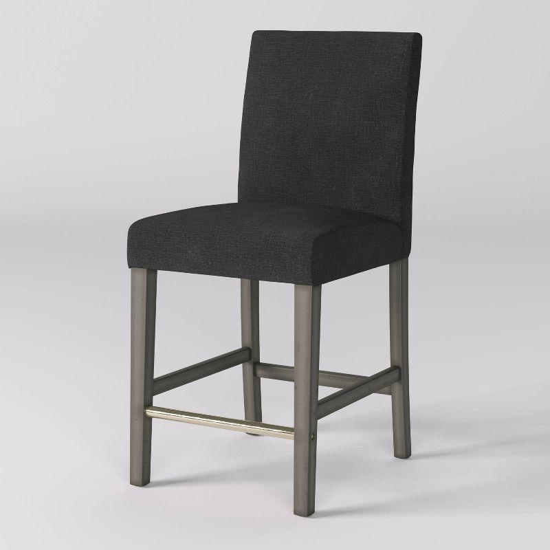 Laura Wooden Counter Height Barstool Dark Gray - CorLiving: Upholstered Parsons Style, Foam-Padded High Back