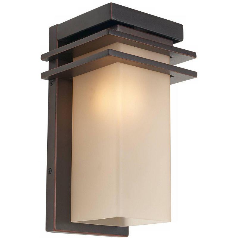 19" Bronze and Amber Glass Mission Style Outdoor Wall Light