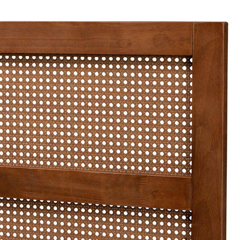 Baxton Studio Berne Mid-Century Modern Ash Walnut Finished Wood Queen Size Headboard with Rattan