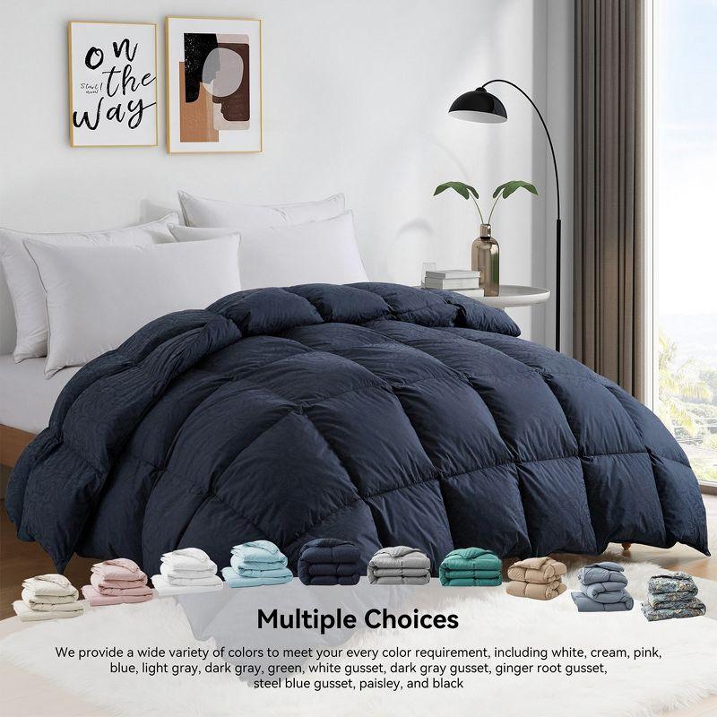 Peace Nest Medium Weight White Goose Down Duvet Comforter Insert, Twin, Paisley Black