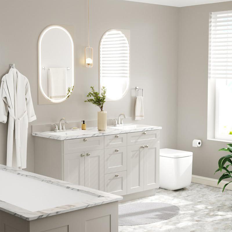 LOVMOR Bathroom Hardware Including 24" Hand Towel Bars, Toilet Paper Holders, Towel Rings, Robe Towel Hooks (4pcs, Brushed Nickel)