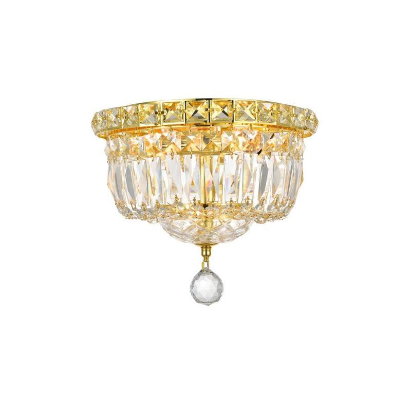 Gold Crystal 4-Light Flush Mount Ceiling Fixture