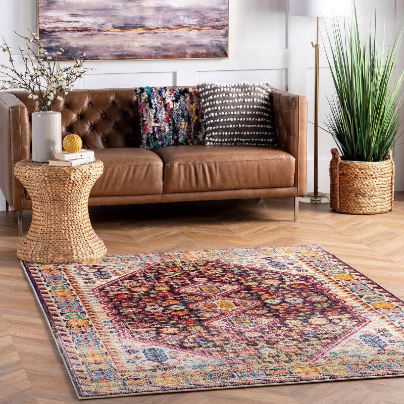 4'x6' Vintage Erline Area Rug Black - nuLOOM: Medallion Pattern, Low Pile, Polypropylene, Indoor Use, Rectangle Shape