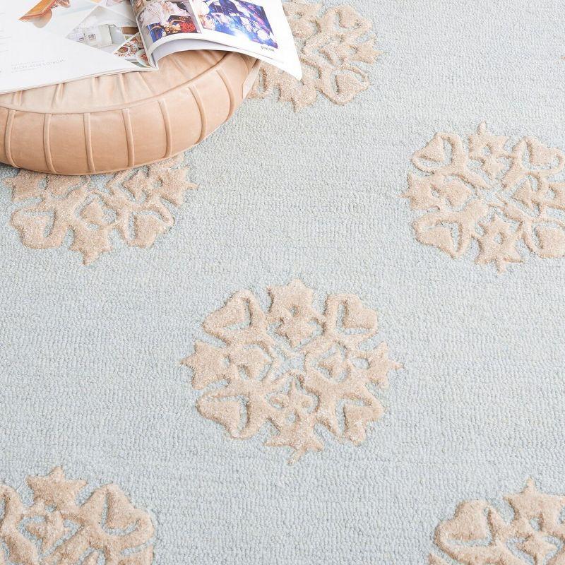 Handmade Light Blue and Beige Wool Tufted Area Rug