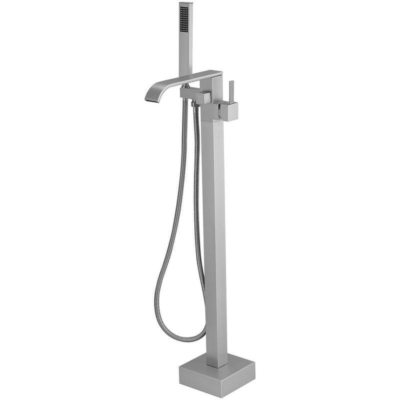 Brushed Nickel Single-Handle Freestanding Tub Faucet with Hand Shower