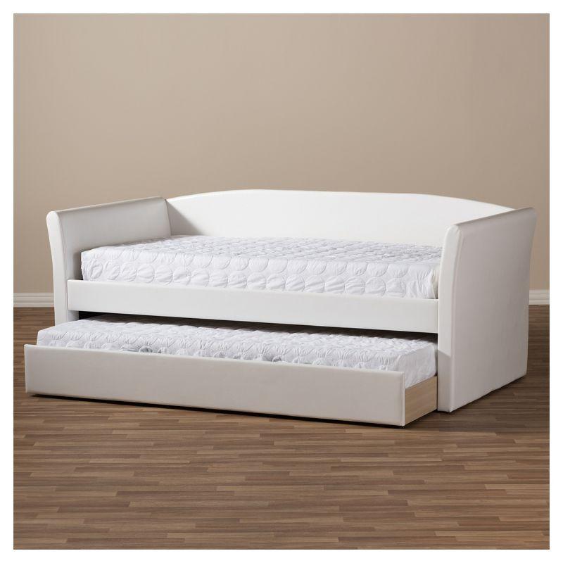 Twin Camino Contemporary White Faux Leather Daybed with Trundle