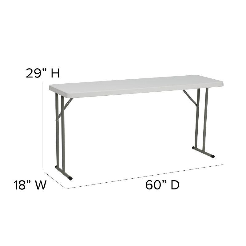 Parker 18"W x 60"L Rectangular Granite White Plastic Folding Training Table