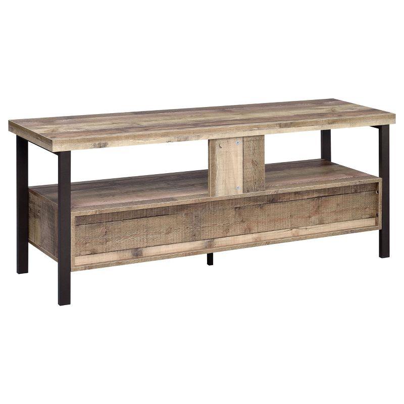 Morello 2 Drawer TV Stand for TVs up to 65" Weathered Pine - Coaster: Rustic Style, Melamine Veneer, MDF Frame