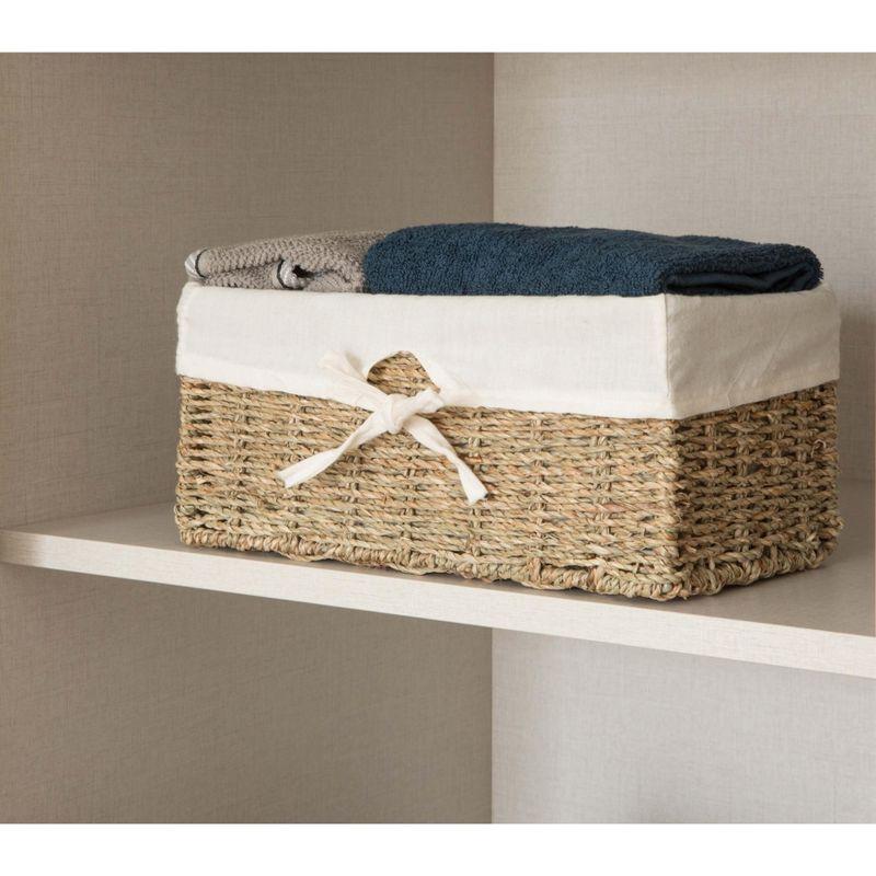 Vintiquewise Seagrass Shelf Basket Lined with White Lining