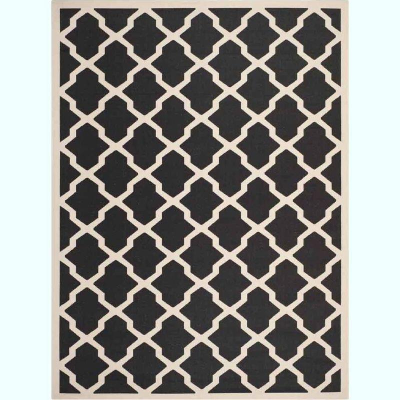 Elegant Scallop Lattice 9' x 12' Black Synthetic Area Rug