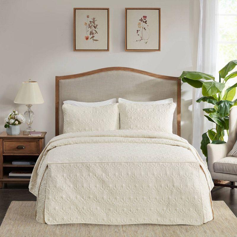 Madison Park Quebec 3 Piece Split Corner Pleated Quilted Bedspread