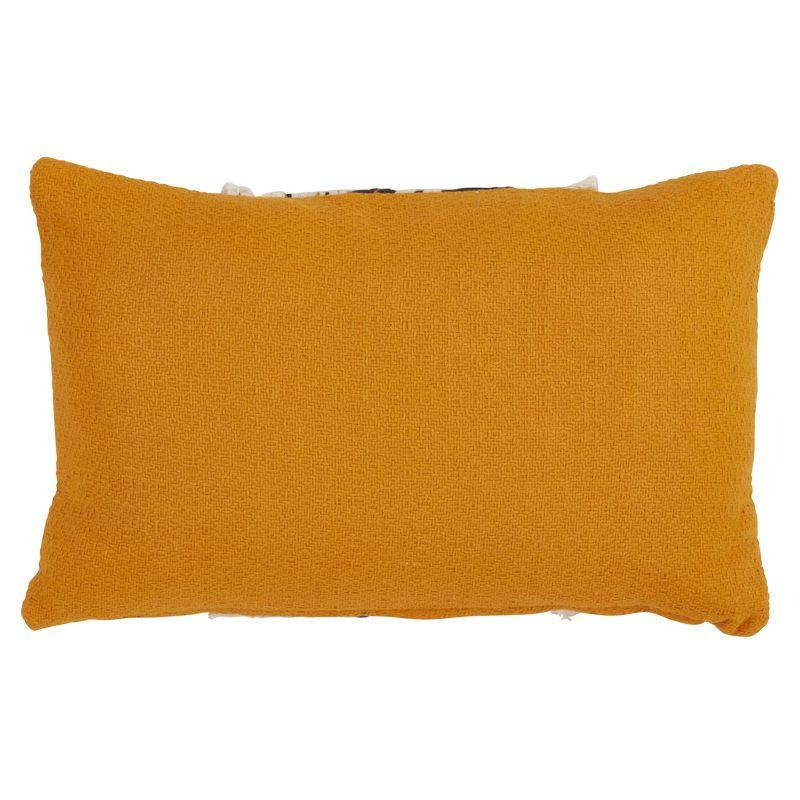 Mustard and Navy Wavy Stitched Rectangular Throw Pillow