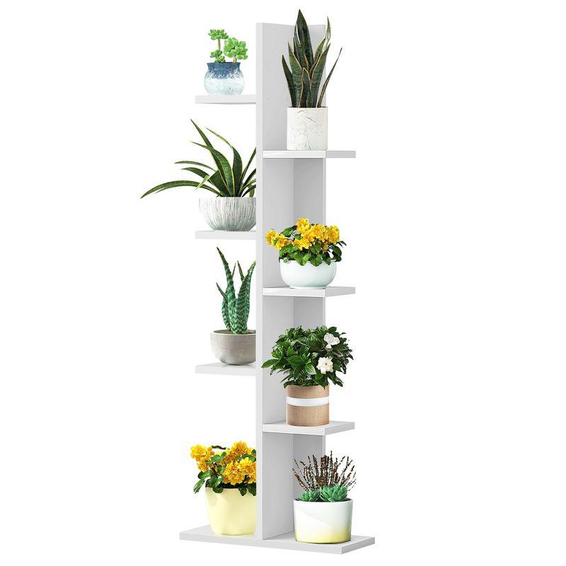 Costway Open Concept Bookshelf Plant Display Shelf Rack Storage Holder Wooden White