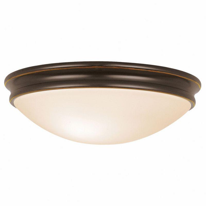 Oil Rubbed Bronze 14'' Flush Mount Ceiling Light with Opal Glass Shade