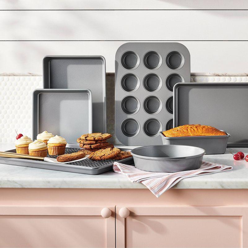 8pc Nonstick Bakeware Set Gray - Figmint™: Figmint Kitchen Baking Set, PTFE-Free, Oven & Dishwasher Safe, 450°F Limit