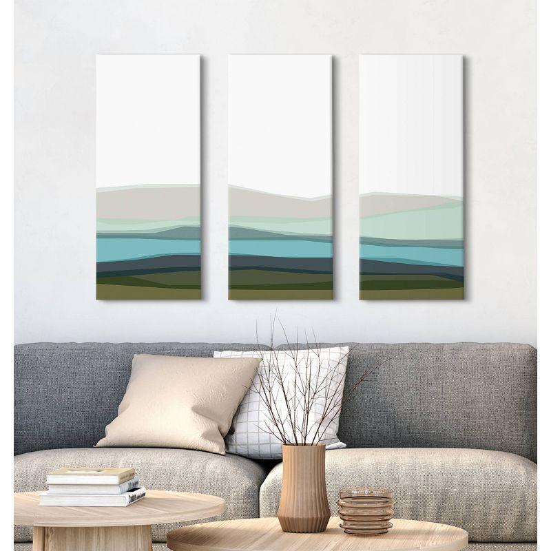 (Set of 3) 12"x28" Abstract Blue Lake and Mountains by The Creative Bunch Studio Unframed Wall Canvas - Kate & Laurel All Things Decor