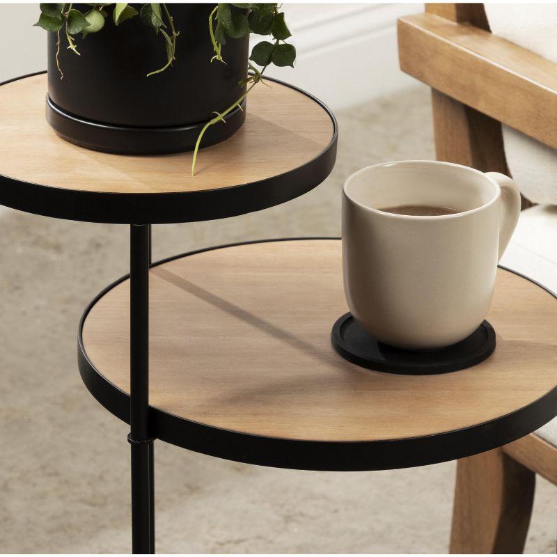 Kate and Laurel Peero Round Metal Side Table, 12x15x24, Natural and Black