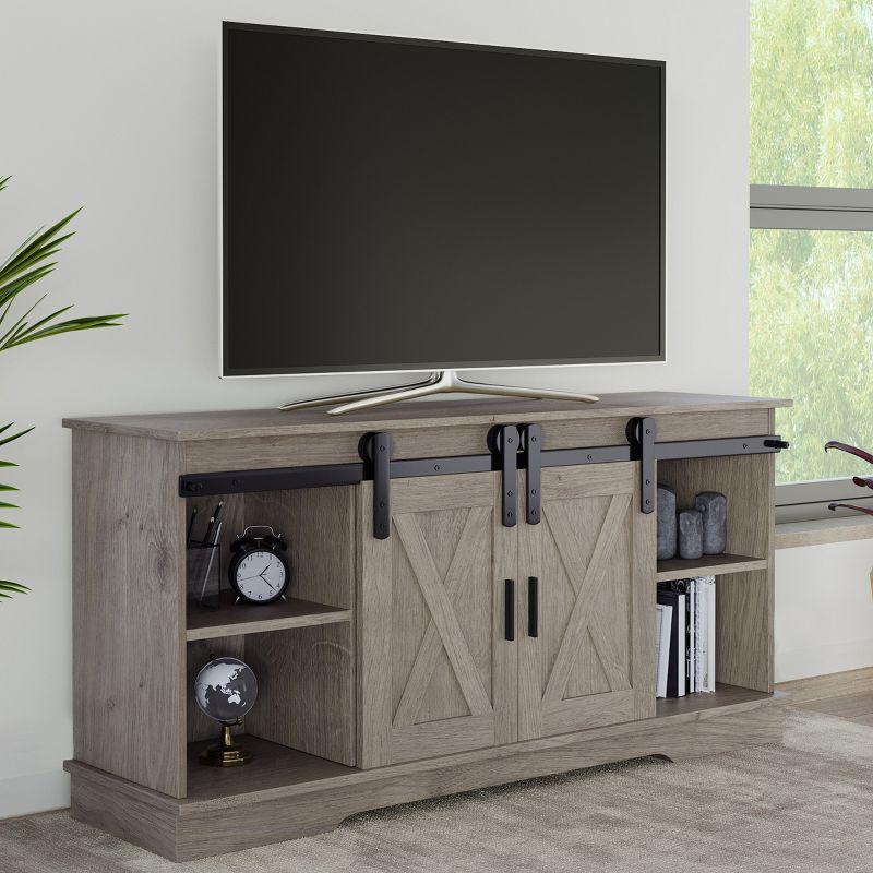 Lavish Home 65-inch TV Stand – 2-Door Entertainment Center, Adjustable Media Console Shelves, Cable Management, Farmhouse Style