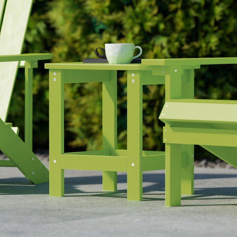 Flash Furniture Charlestown Tiered Commercial Poly Resin Adirondack Side Table - Lime Green - All-Weather - Indoor/Outdoor