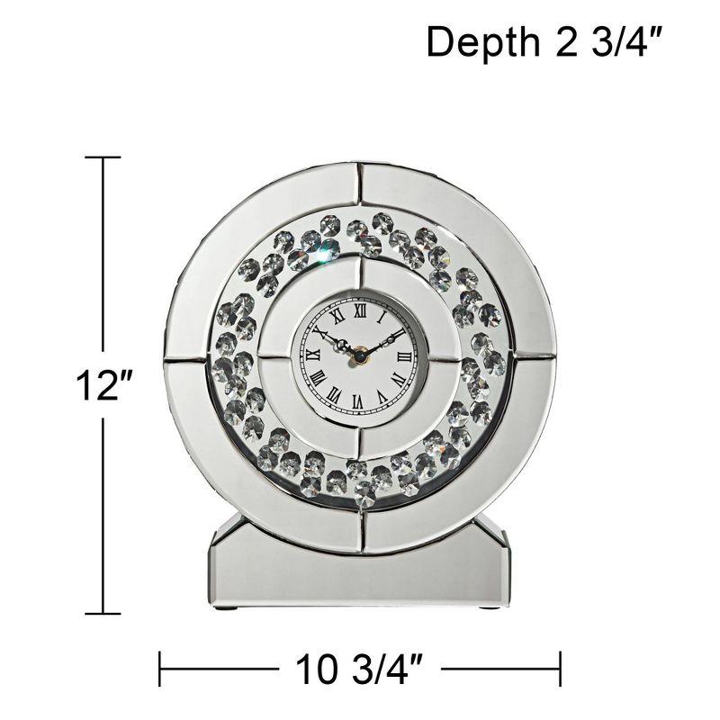 Dahlia Studios Claudyn 12" High Mirrored and Crystal Table Clock