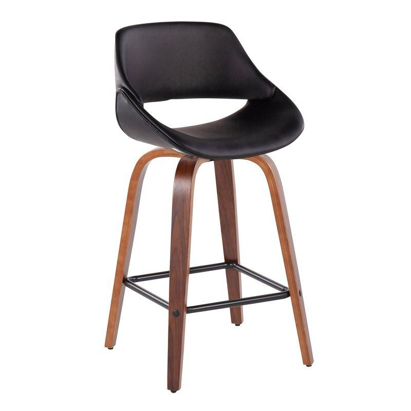 Set of 2 Fabrico Counter Height Barstools with Swivel Walnut/Black - LumiSource: Upholstered, 250lbs Capacity