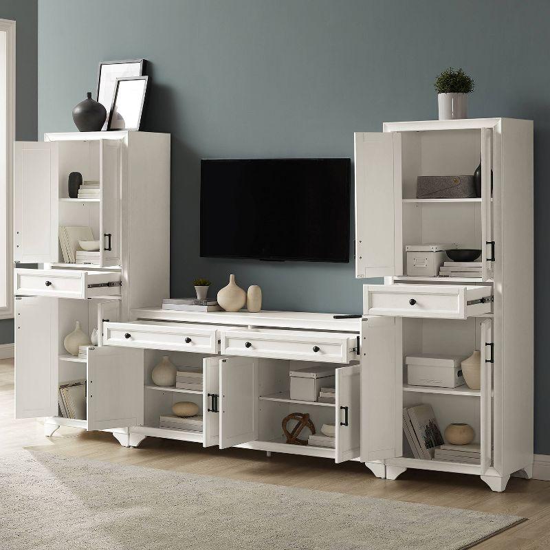 Distressed White 67" Entertainment Set with Cabinets