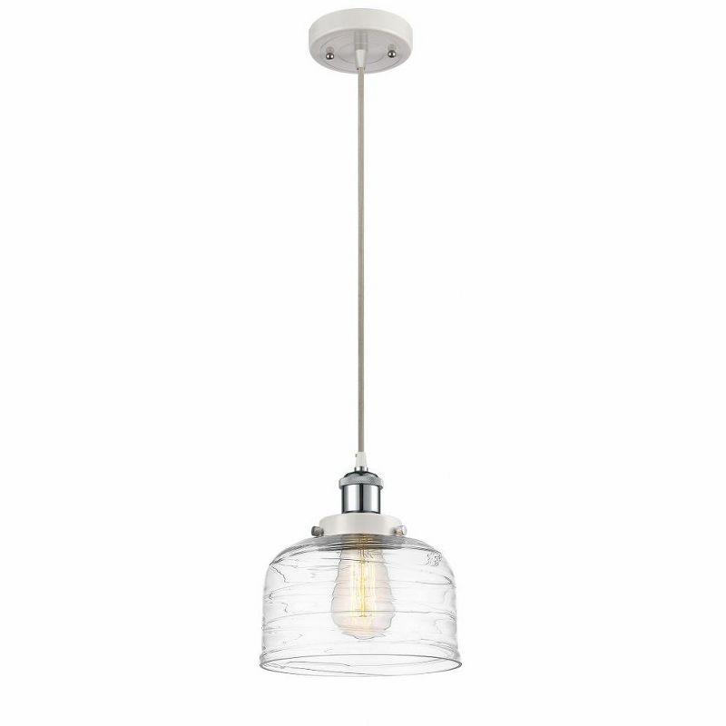 Bell 10" White and Chrome Glass Mini Pendant Light