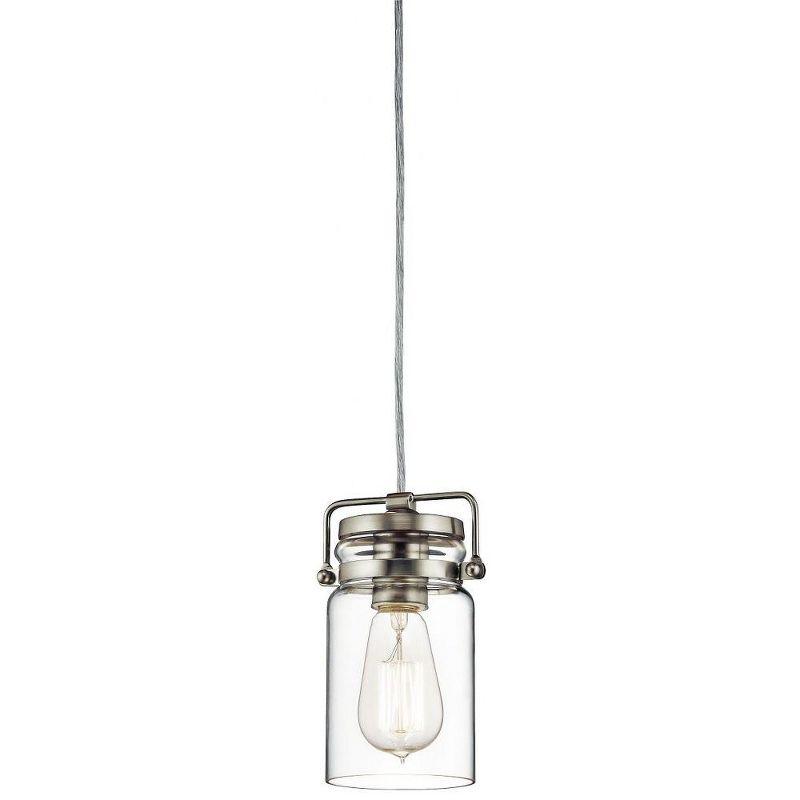 Brinley 7.75" 1 Light Mini Pendant with Clear Glass Brushed Nickel