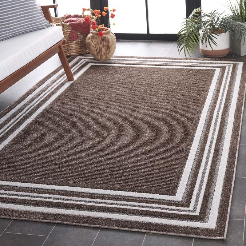 Brown and Ivory Rectangular Synthetic Area Rug, 5'3" x 7'6"