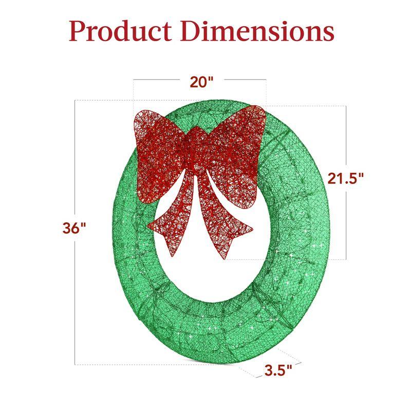 Best Choice Products 36in Pre-Lit Outdoor Christmas Wreath, LED Metal Holiday Décor w/ 120 Lights, Bow