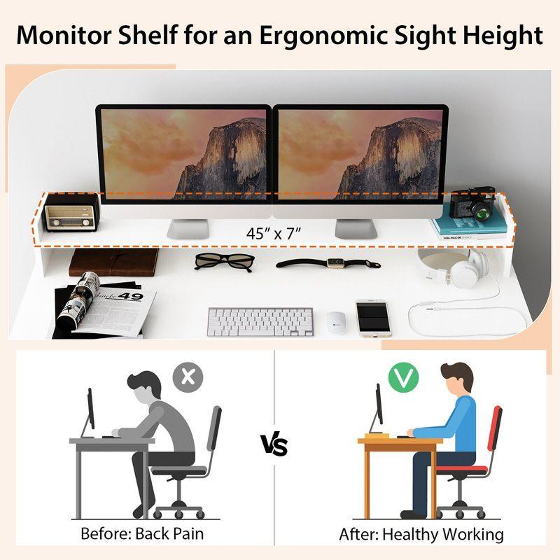 Costway 48'' Computer Desk Study Writing Workstation w/ Bookshelf & Monitor Stand Riser