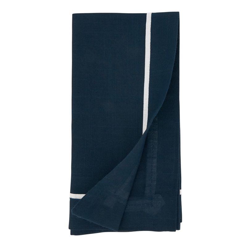 Navy Blue Classic Border Design Table Napkins, Set of 4