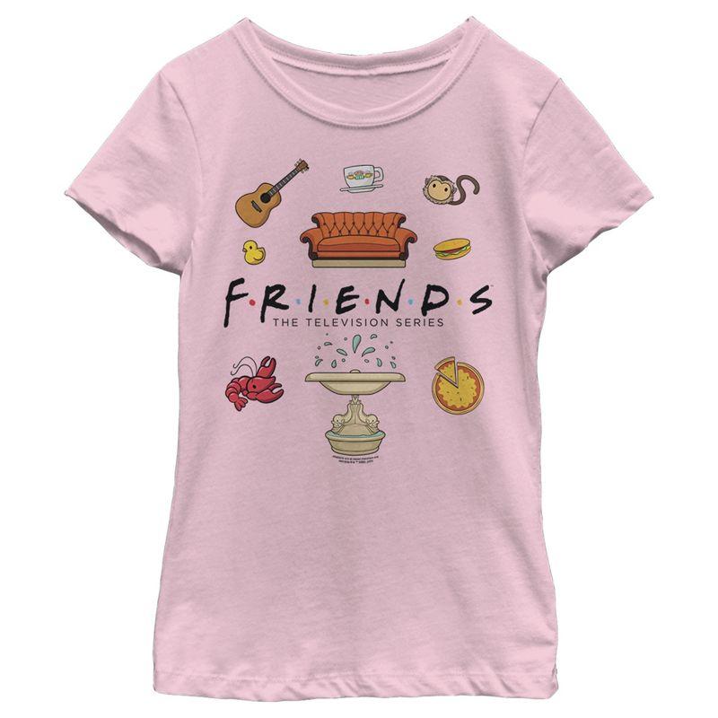 Girl's Friends Favorite Moment Icons  T-Shirt - Light Pink - Medium