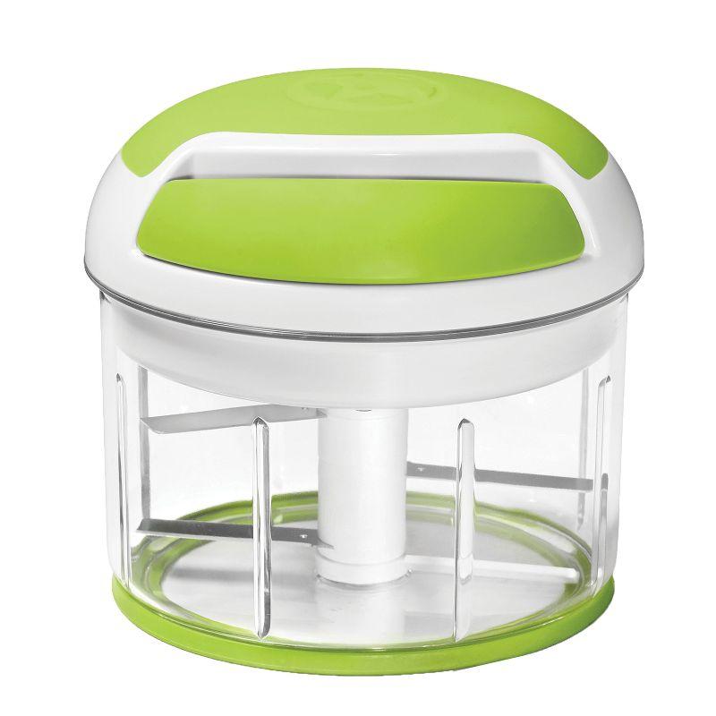 Green and White Manual Pull Food Chopper with 3 Blades