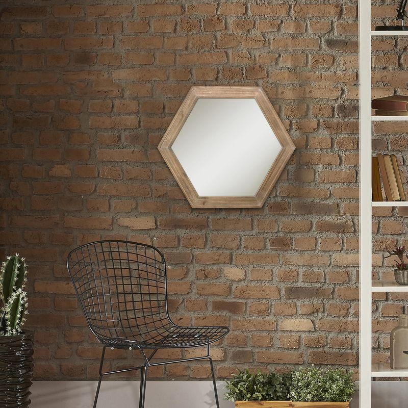 Wooden Hexagon Decorative Wall Mirror - Stonebriar Collection